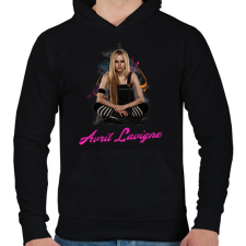 PRINTFASHION avril lavigne 2 - Férfi kapucnis pulóver - Fekete férfi pulóver, kardigán