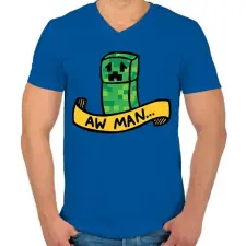 PRINTFASHION Aw man - Férfi V-nyakú póló - Királykék férfi póló