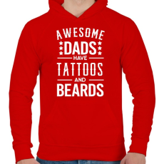 PRINTFASHION Awesome dads - Férfi kapucnis pulóver - Piros