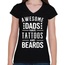 PRINTFASHION Awesome dads - Női V-nyakú póló - Fekete női póló