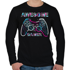 PRINTFASHION awesome  gamer - Férfi hosszú ujjú póló - Fekete férfi póló