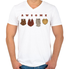 PRINTFASHION Awsome - Szakáll - Férfi V-nyakú póló - Fehér férfi póló