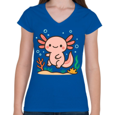 PRINTFASHION Axolotl - Női V-nyakú póló - Királykék női póló