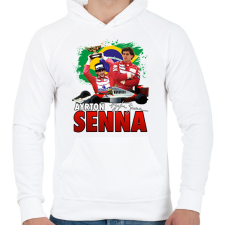 PRINTFASHION Ayrton Senna - Férfi kapucnis pulóver - Fehér férfi pulóver, kardigán