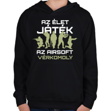 PRINTFASHION Az airsoft vérkomoly - Gyerek kapucnis pulóver - Fekete gyerek pulóver, kardigán