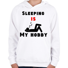 PRINTFASHION Az alvás a hobbim - Gyerek kapucnis pulóver - Fehér gyerek pulóver, kardigán