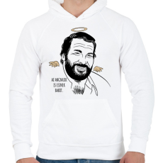 PRINTFASHION Az angyalok is esznek babot - Férfi kapucnis pulóver - Fehér