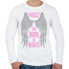 PRINTFASHION Az angyalok márciusban születnek - Férfi hosszú ujjú póló - Fehér férfi póló