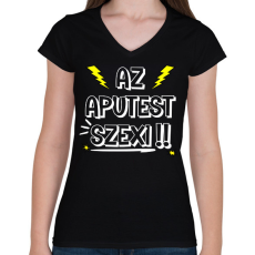 PRINTFASHION Az aputest vonzó! - Női V-nyakú póló - Fekete