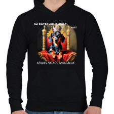 PRINTFASHION AZ EGYETLEN KIRÁLY - Férfi kapucnis pulóver - Fekete férfi pulóver, kardigán