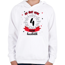 PRINTFASHION Az élet csak ezután kezdődik - Számmal - Gyerek kapucnis pulóver - Fehér gyerek pulóver, kardigán