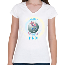 PRINTFASHION Az élet csoda - Női V-nyakú póló - Fehér női póló