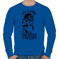 PRINTFASHION Az élet egy utazás - Férfi pulóver - Királykék
