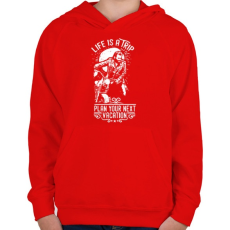 PRINTFASHION Az élet egy utazás  - Gyerek kapucnis pulóver - Piros