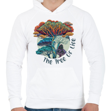 PRINTFASHION Az élet fája - Férfi kapucnis pulóver - Fehér