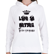 PRINTFASHION az élet jobb barátokkal - Női kapucnis pulóver - Fehér női pulóver, kardigán