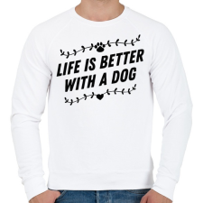 PRINTFASHION Az élet kutyával jobb - Férfi pulóver - Fehér férfi pulóver, kardigán