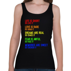 PRINTFASHION Az élet rövid, szóval éld meg - Női atléta - Fekete