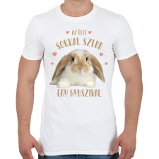 PRINTFASHION Az élet sokkal szebb egy nyuszival - Férfi póló - Fehér férfi póló