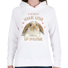 PRINTFASHION Az élet sokkal szebb egy nyuszival - Női kapucnis pulóver - Fehér női pulóver, kardigán