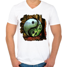 PRINTFASHION Az élet valójában! - Férfi V-nyakú póló - Fehér