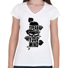 PRINTFASHION Az elméd - Női V-nyakú póló - Fehér női póló