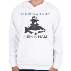 PRINTFASHION Az élménya fontos! - Gyerek kapucnis pulóver - Fehér