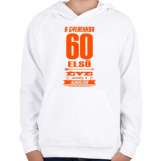 PRINTFASHION Az első 60 év! - Gyerek kapucnis pulóver - Fehér