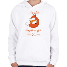 PRINTFASHION Az első anyák napja! [egyedi névvel] - Gyerek kapucnis pulóver - Fehér gyerek pulóver, kardigán