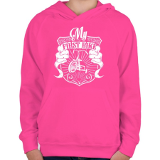 PRINTFASHION Az első biciklim  - Gyerek kapucnis pulóver - Fukszia gyerek pulóver, kardigán