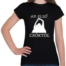 PRINTFASHION AZ ELSŐ CSÓKTÓL - Női póló - Fekete