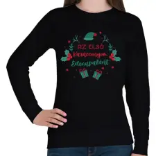 PRINTFASHION AZ első Karácsonyom - Apa - Női pulóver - Fekete női pulóver, kardigán