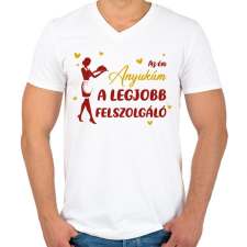 PRINTFASHION Az én anyukám - Felszolgáló - Férfi V-nyakú póló - Fehér férfi póló