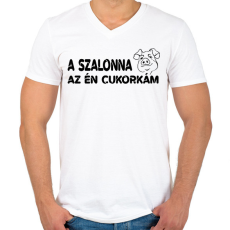 PRINTFASHION Az én cukorkám - Férfi V-nyakú póló - Fehér