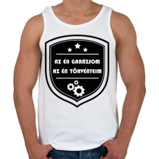 PRINTFASHION Az én garázsom, az én törvényeim - Férfi atléta - Fehér