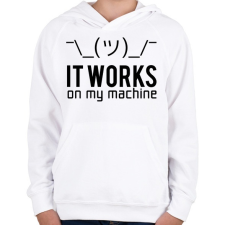 PRINTFASHION Az én gépemen működik - Gyerek kapucnis pulóver - Fehér gyerek pulóver, kardigán