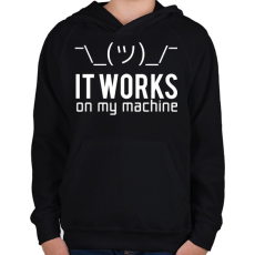 PRINTFASHION Az én gépemen működik - Gyerek kapucnis pulóver - Fekete