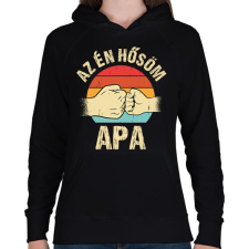 PRINTFASHION Az én hősöm apa - Női kapucnis pulóver - Fekete női pulóver, kardigán