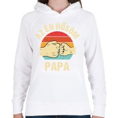 PRINTFASHION Az én hősöm papa - Női kapucnis pulóver - Fehér