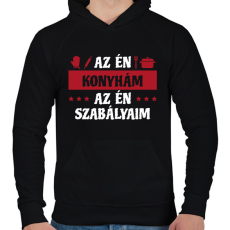 PRINTFASHION AZ én konyhám - Férfi kapucnis pulóver - Fekete