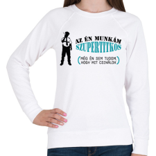 PRINTFASHION Az én munkám szupertitkos - Női pulóver - Fehér női pulóver, kardigán