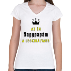 PRINTFASHION Az én nagypapám - Női V-nyakú póló - Fehér