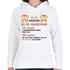 PRINTFASHION Az én szabályaim - Női kapucnis pulóver - Fehér