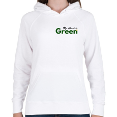 PRINTFASHION az én szivem zöld - Női kapucnis pulóver - Fehér