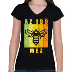 PRINTFASHION az ido mez - Női V-nyakú póló - Fekete
