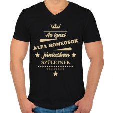 PRINTFASHION Az igazi Alfa Romeosok - Hónappal - Férfi V-nyakú póló - Fekete férfi póló