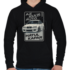 PRINTFASHION Az igazi autó hátul kapar - Férfi kapucnis pulóver - Fekete férfi pulóver, kardigán