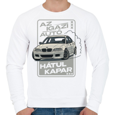 PRINTFASHION Az igazi autó hátul kapar - Férfi pulóver - Fehér férfi pulóver, kardigán