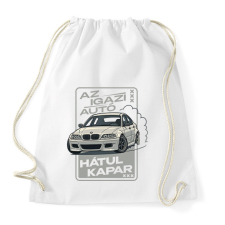 PRINTFASHION Az igazi autó hátul kapar - Sportzsák, Tornazsák - Fehér tornazsák