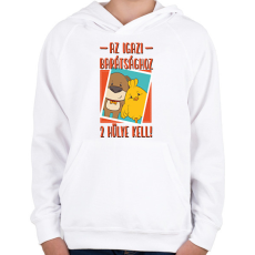 PRINTFASHION Az igazi barátsághoz 2 hülye kell - Gyerek kapucnis pulóver - Fehér